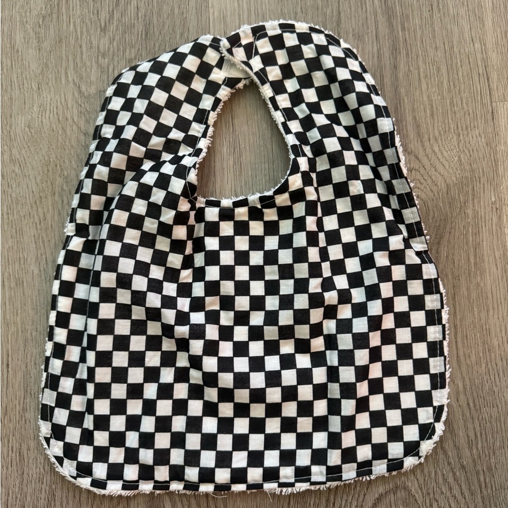 Checkered Black and White Kids Bib